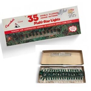 Vintage Crystal 35 Multi-Star Lights Double Flashing Indoor Outdoor‎ Christmas